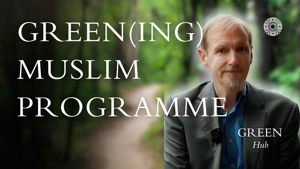 Abdal Hakim Murad on a woodland path, on the title card of the programme's launch film